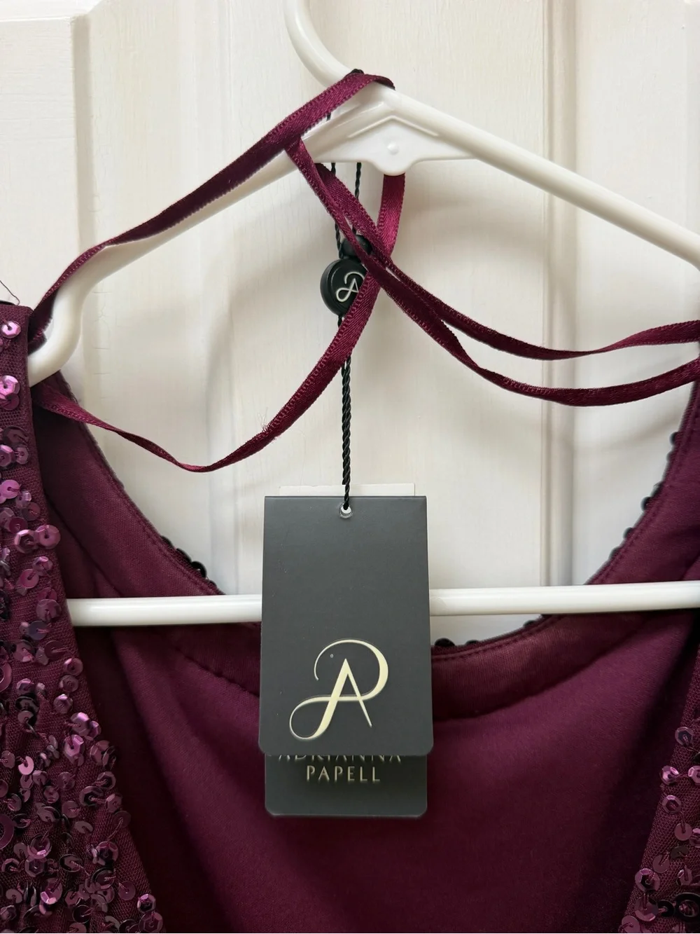 🩷 Adrianna Papell Mother of Bride/Groom Sequin Dress Size 8 Burgundy- Stunning. - Picture 5 of 9
